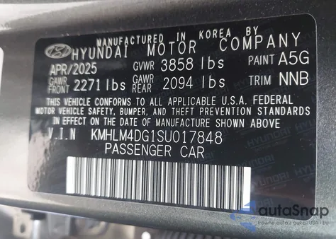 2025 Hyundai Elantra Sel Sport из США, поврежденный, VIN KMHLM4DG1SU017848